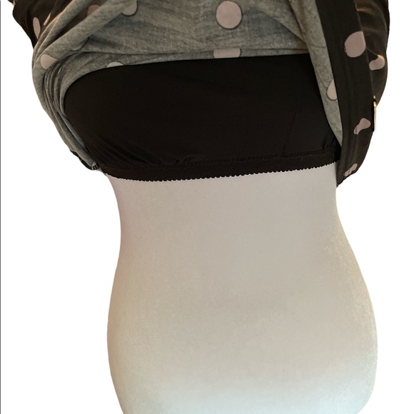 DKNY Swim Bathing Suit Top only Black with Gray Polka dots Loose Fit Small - Picture 4 of 15